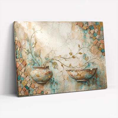 «Gallery Wrap», art mural sur toile pour le salon, la chambre à coucher, le bureau ou le vestibule - décoration murale décorative avec vignes en mosaïque