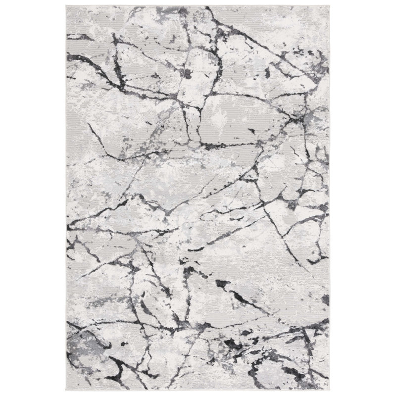 Tapis gris / ivoire foncé Hanna 116, Rectangle 9 pi x 12 pi