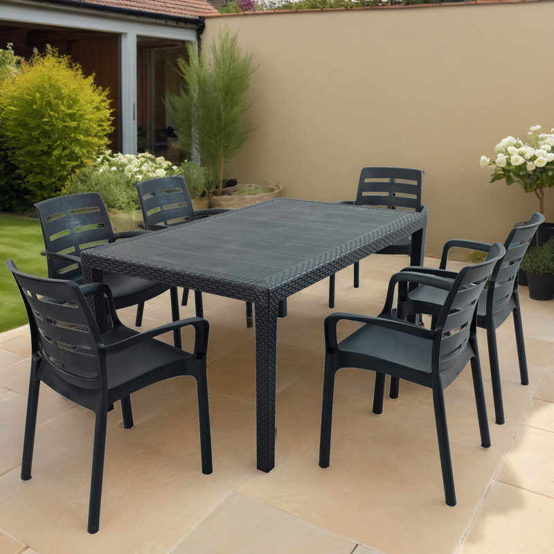 Schaffa Rectangular Table with 6  Chairs Garden Set