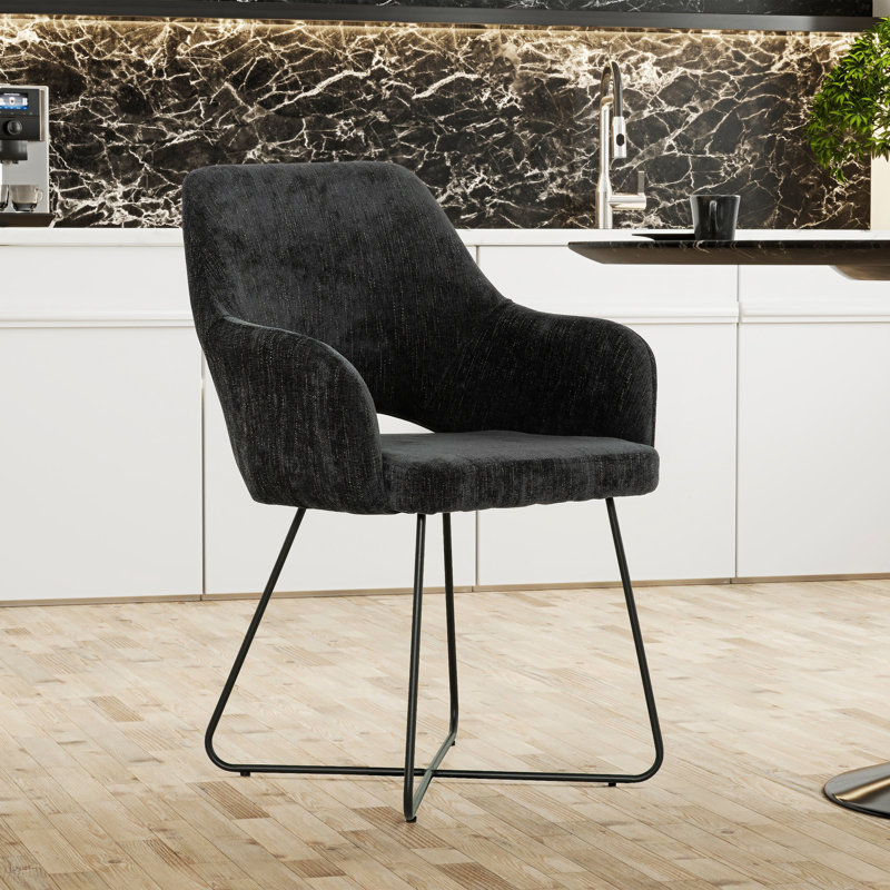  Chaise rembourrée en tissu Giovanni, Noir, noir, noir, noir