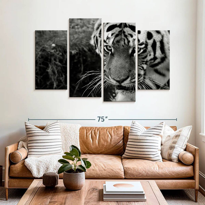 Tigre noir et blanc Brampt, H 42 po x l 68 po