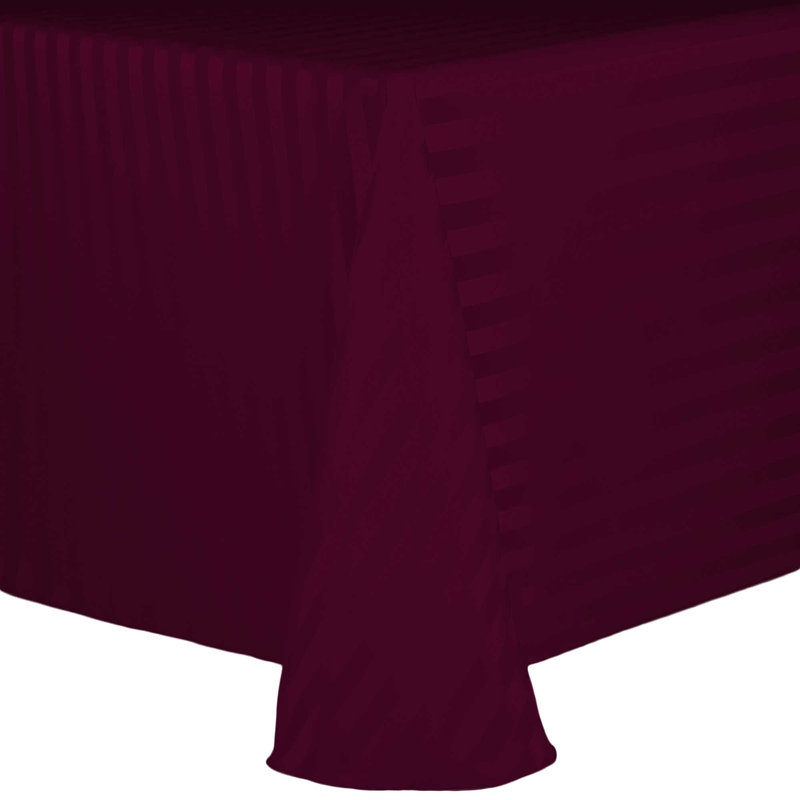 Ultimate Textile Satin Stripe Rectangular Tablecloth, 132" x 108", Burgundy, 1