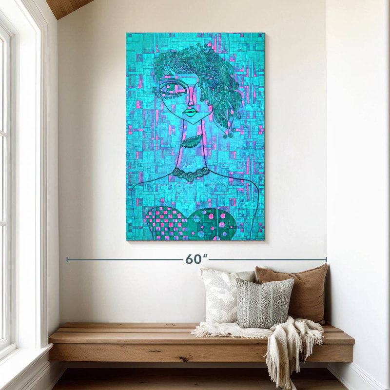 Cubist Long Necked Lady, 48" H x 32" W