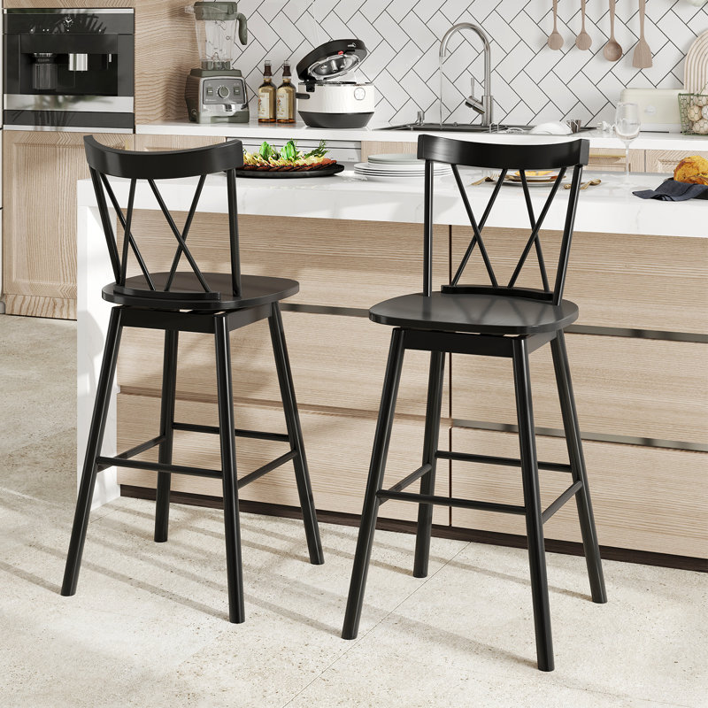  Ensemble de 4 tabourets de bar pivotants en bois d'hévéa Windsor, Tabouret de bar (siège d'une hauteur de 29 po)