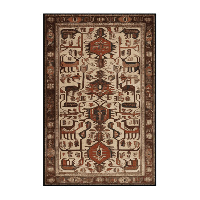 Machine Washable Persian Brown Area Rug