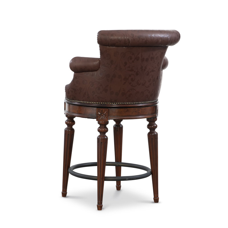 Brooks Swivel Upholstered Stool with Solid Wood Frame, Counter Stool (26" Seat Height)