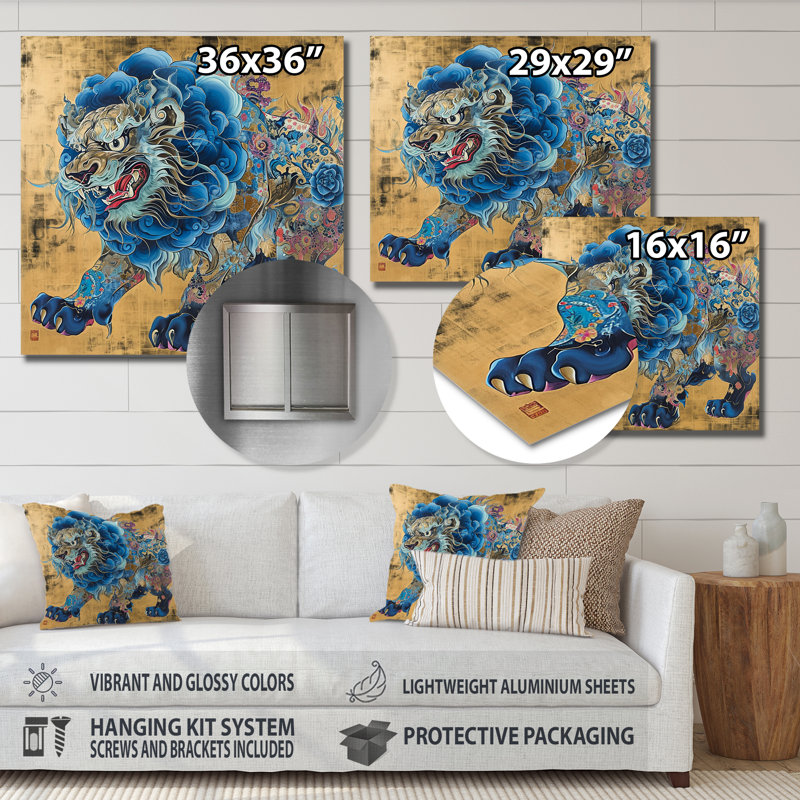 Hertog - Art asiatique, art mural, H 16 po x l 16 po, Sans cadre, métal