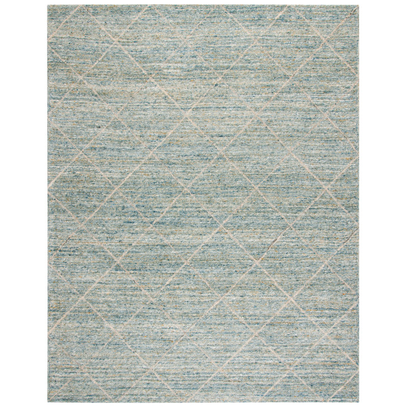 Moniz Hand Tufted Wool Geometric Rug, Rectangle 6' x 9'
