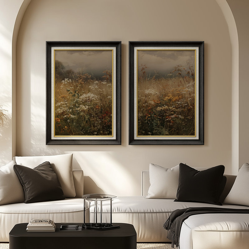 Ensemble de 2 reproductions d'art murales encadrées 26 "x 36", Noir