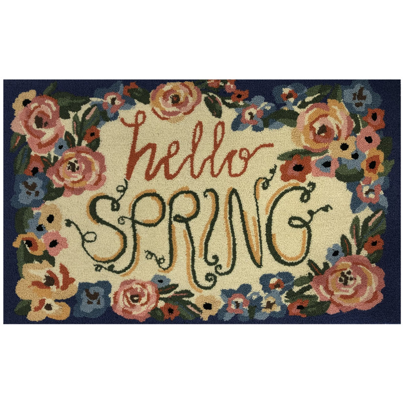 Roselynne Looped / Hooked Floral Rug, Rectangle 2' x 3'