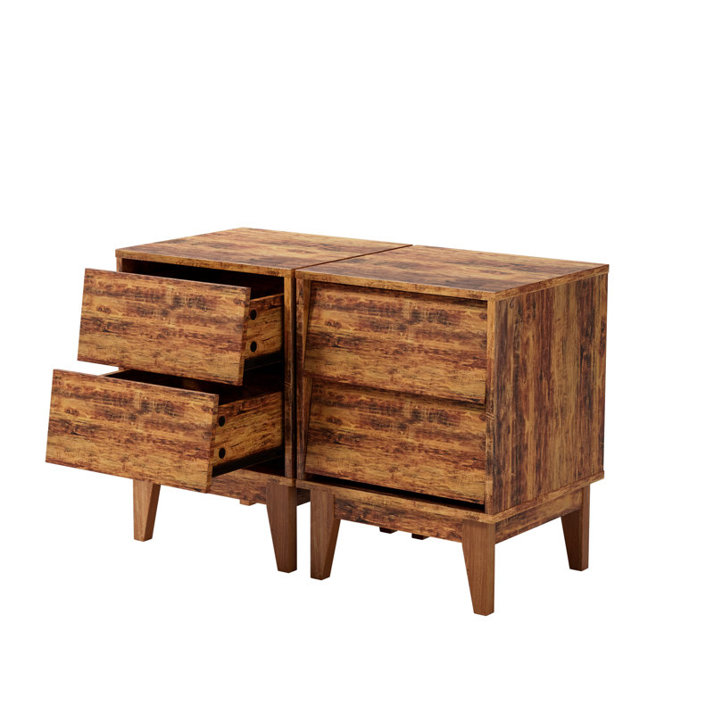 Tables de chevet de style Mid-Century moderne, biseauté de style rétro, fait, option d'espace de chambre à coucher (2), biseauté, avec bois massif