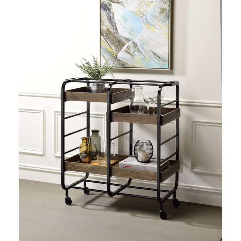 Vorrik Serving Cart, Black/Brown
