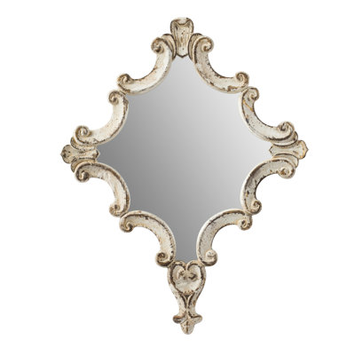 Miroir artistique blanc avec diamant - 30 po x 23,5 po pour la maison, le salon, la chambre à coucher, le bureau, le vestibule et le verre