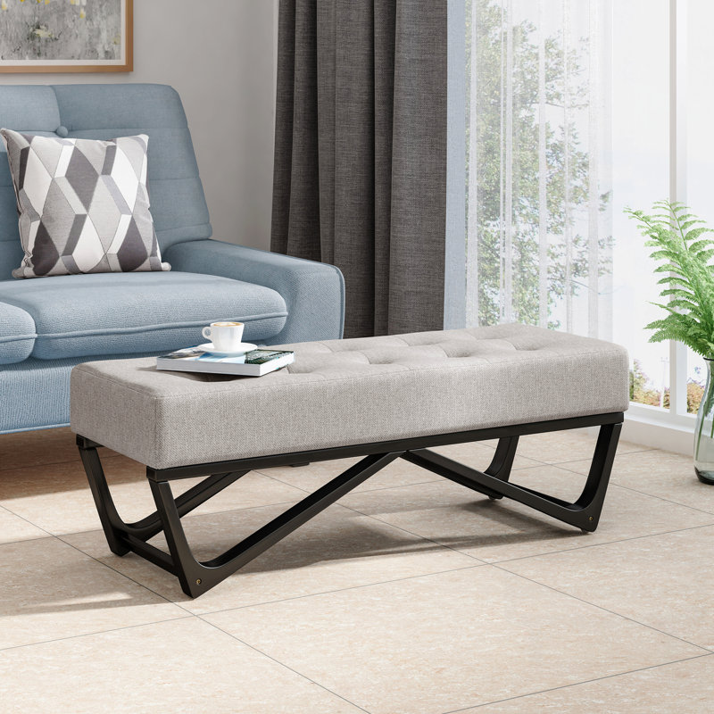 Petrie Upholstered Bench, Light Gray