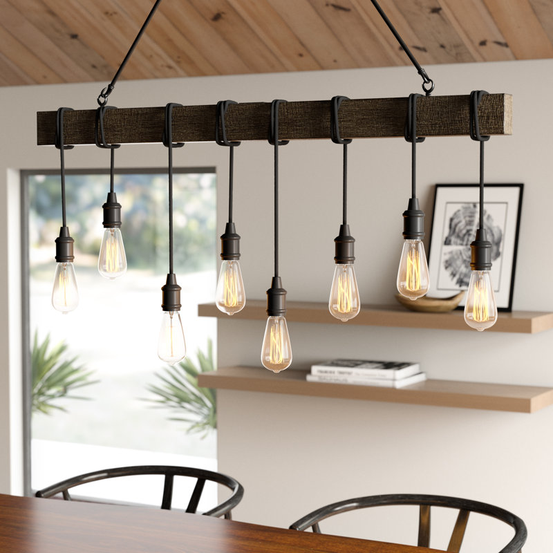 Luminaire suspendu linéaire à 8 lumières pour îlot de cuisine Eleesia