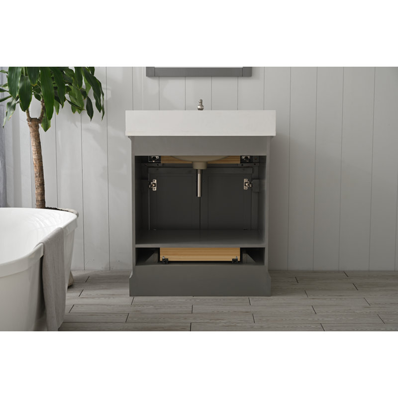 Ensemble de meuble-lavabo simple 30 po Arruda, Nickel brossé, Gris