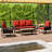 5-Person Patio Wooden Seating Group With Cushions-515768439