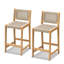 Tabouret de comptoir Luca Premium en corde - finition teck, gris clair, ensemble 2