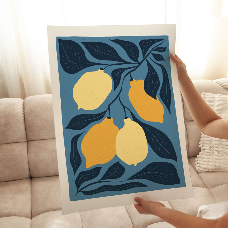 Food and Kitchen Des Citrons Modern Unframed Art Print, H 20 po x l 16 po