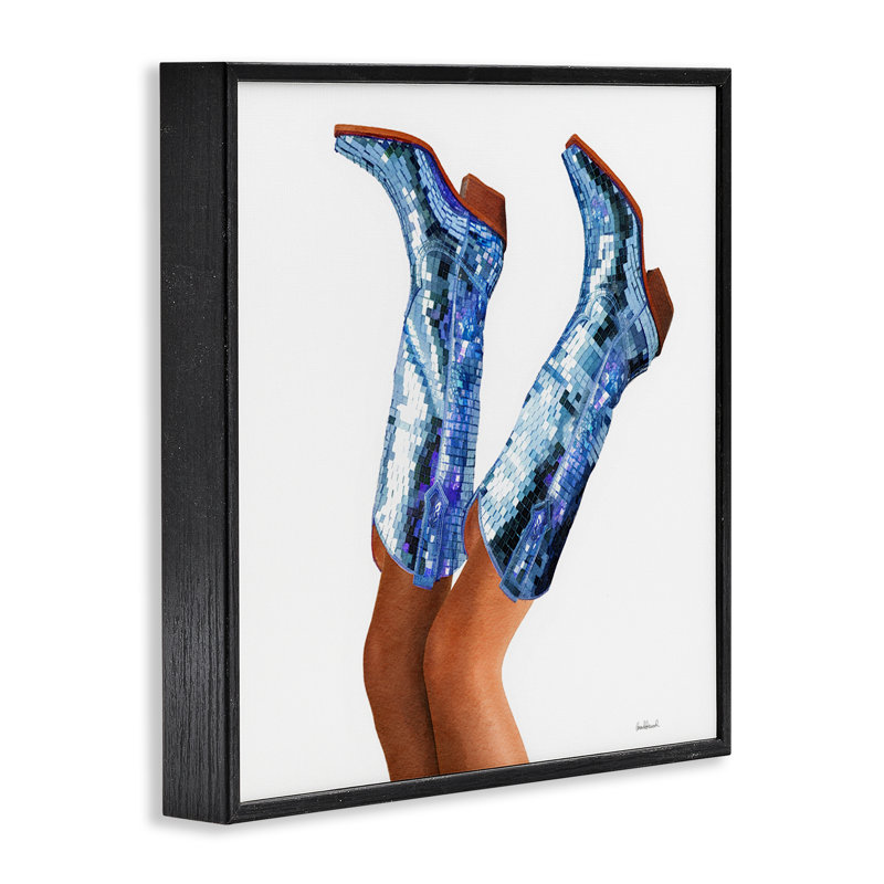 «Blue Glam Cowgirl», giclée par Amanda Greenwood, H 12 po x l 12 po, Giclée encadrée noir minuit