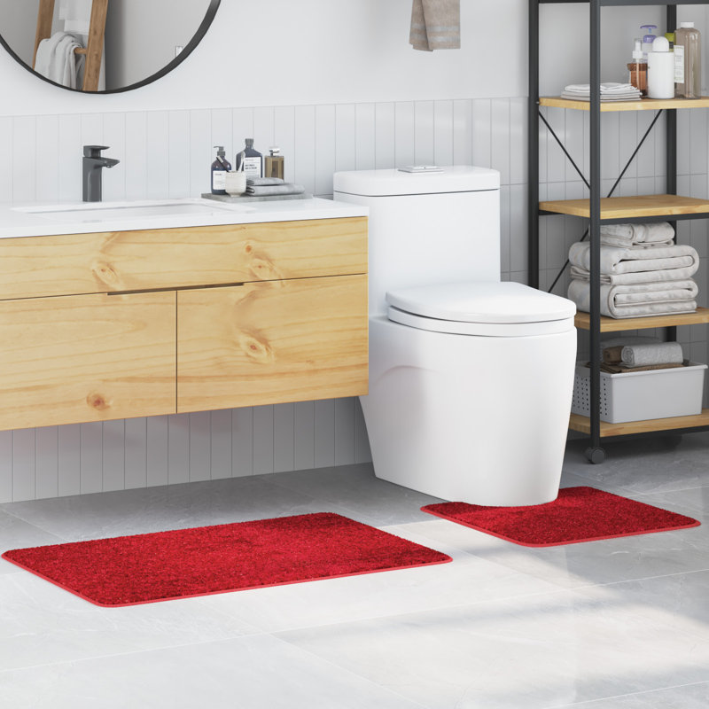 Polyester Standard Water-Resistant Materials Bath Mats, Red