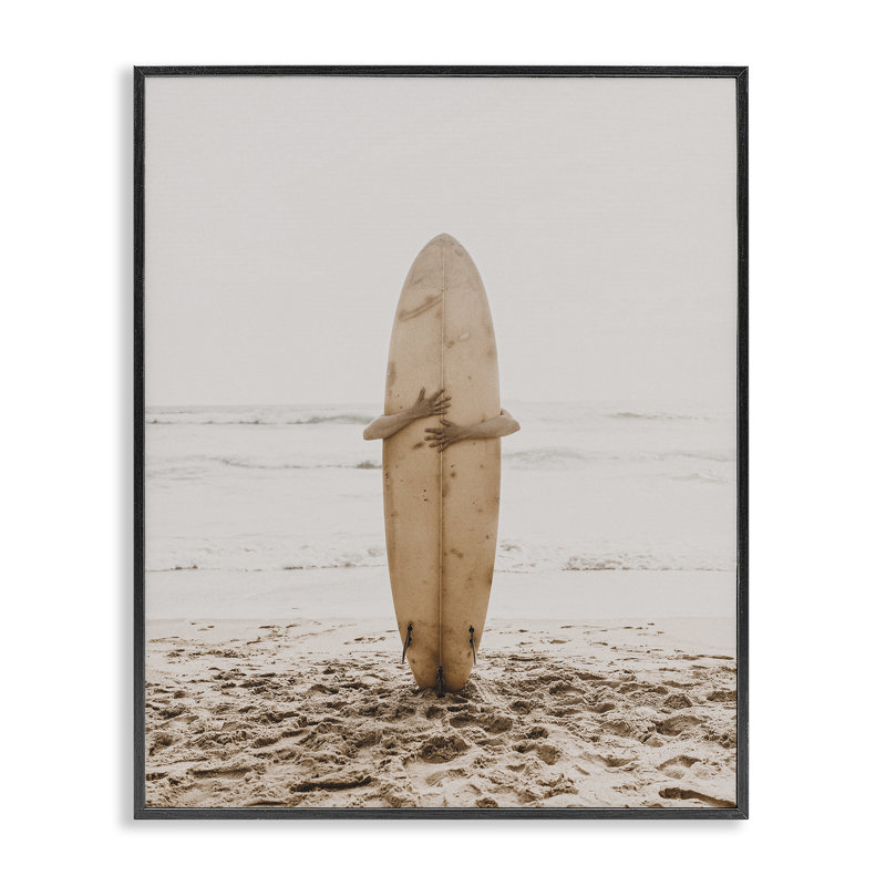 «Surf Ready Board», estampe numérique par LSR Design Studio, H 14 po x l 11 po, Giclée encadrée noir minuit