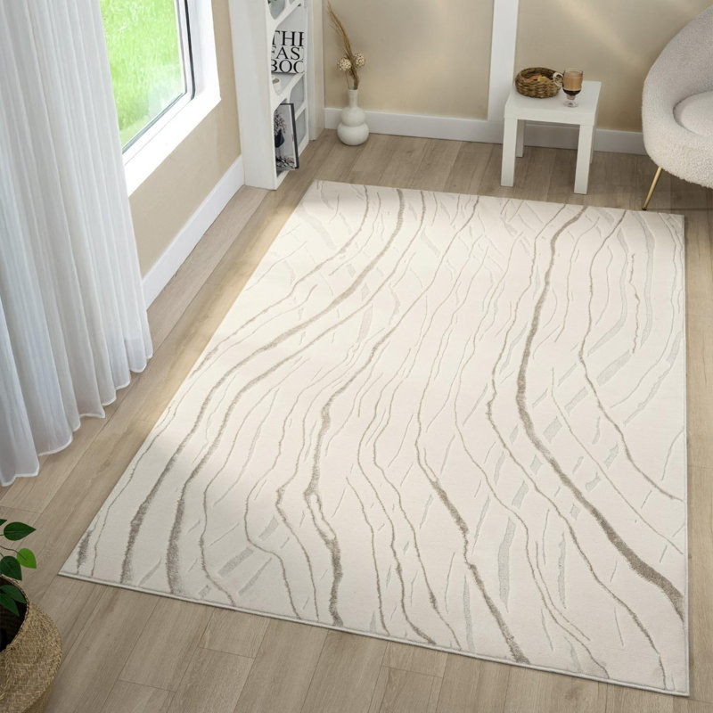 Modern Abstract Wave Area Rug, Rectangle 4'11" x 7'2"
