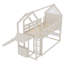 Lit mezzanine simple avec bibliothèque Design ludique pour enfants Structure en forme de maison avec glissières de sécurité de haute qualité, beige