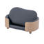 Petit lit pour chien surélevé, structure en bois massif, dossier courbé, gris foncé, tissu respirant, Scratch, coussin amovible pour chat et style moderne, pieds, coussin en velours, mousse rebondie, housse lavable