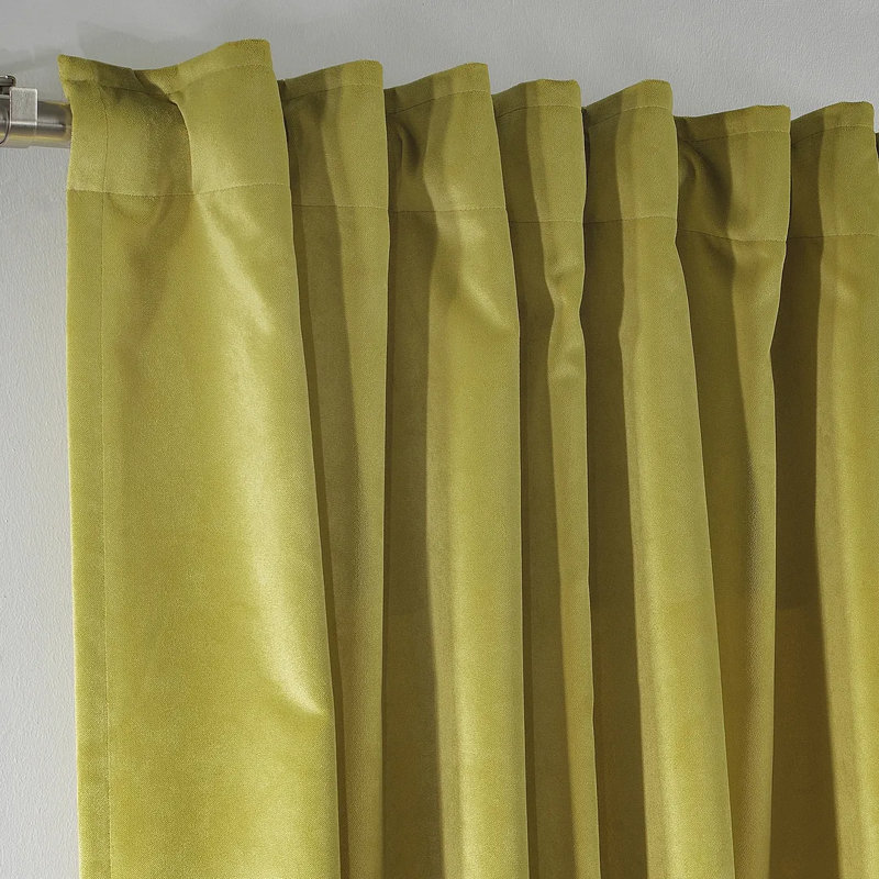 Extra Long & Extra Wide Matte Velvet Curtain Panel, 130cm Width x 200cm Drop, 64 LIME