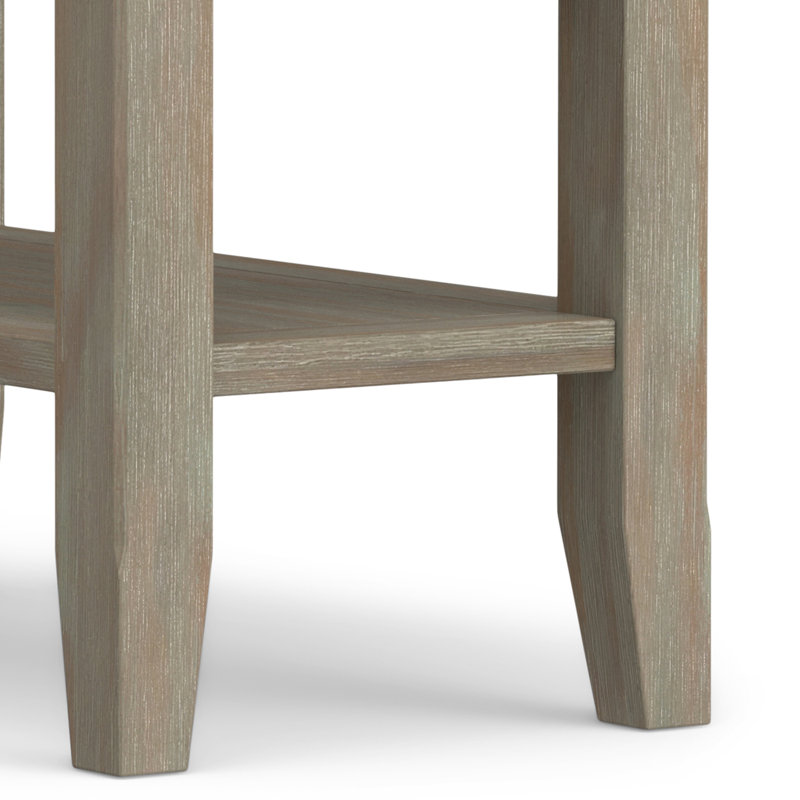 Acadian Distressed Grey Solid Pine 14" Narrow Side Table with Shelves