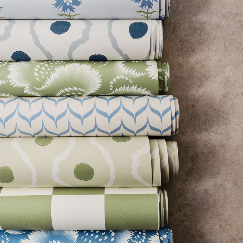 Henry Holland Abstract Non-Woven Wallpaper Double Roll, Neptune Green/Matcha