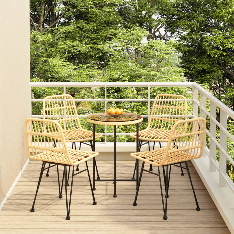 Gennifer 4 - Person Patio Dining Set with Round Table, Brown/Black, Brown