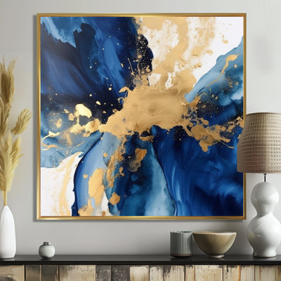 «Dark Blue and Gold Strokes», art encadré