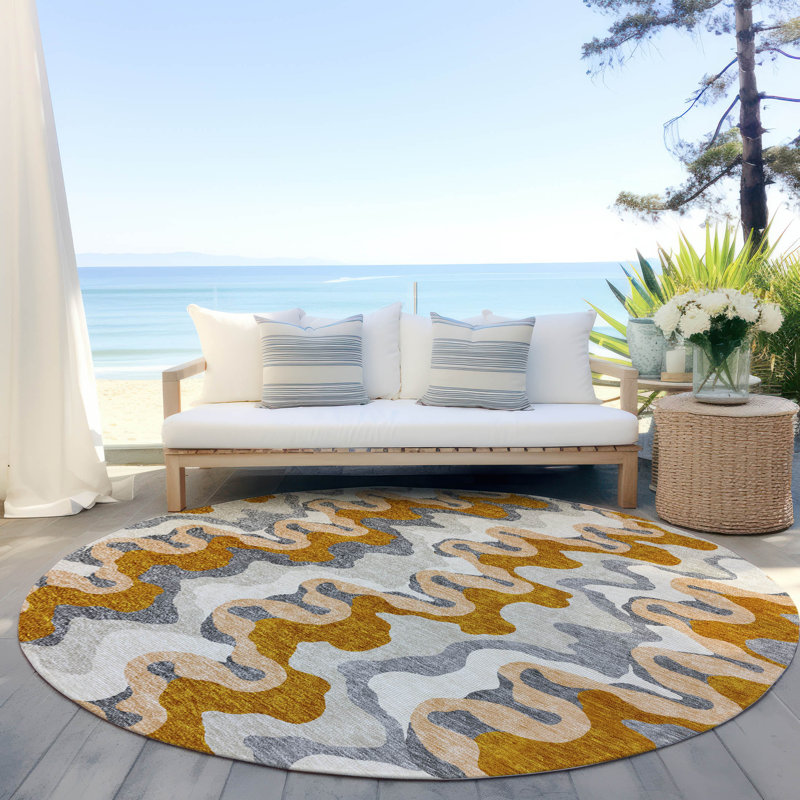 Tapis terre cuite lavable à la machine intérieur / extérieur Mahaney ACN750, Rond 8 pi