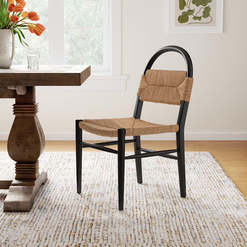 Kashmir 18.1'' H Solid Wood Side Chair, Black