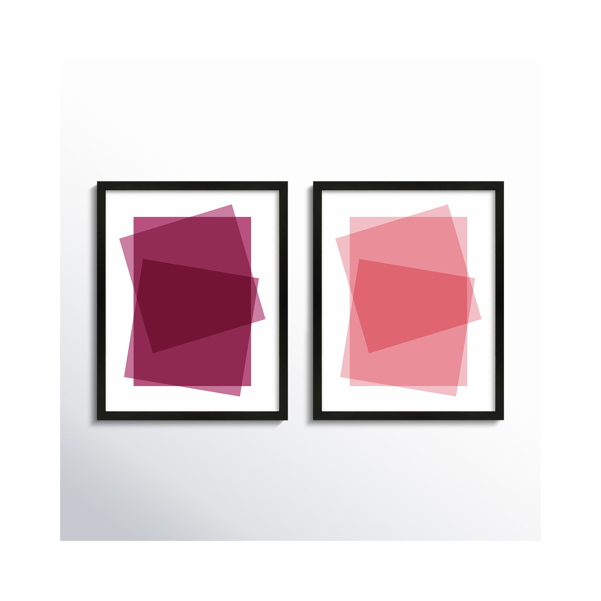Claret & Pink Kami by Jacques Pilon, 20" H x 16" W, Black Framed Paper