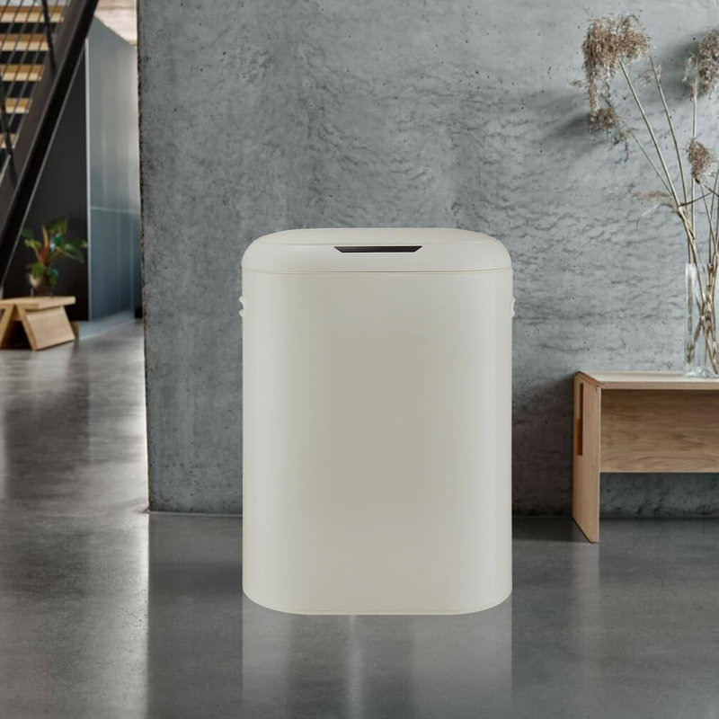 Poubelle de cuisine blanche automatique 13 gallons, poubelle de cuisine sans capteur de mouvement avec couvercle à fermeture en douceur, poubelle mince 50L pour salle de bain