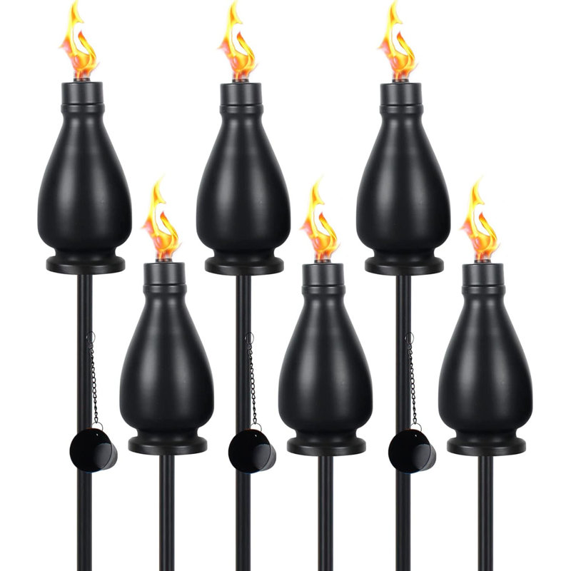 Paquet de 6 torches à citronnelle en métal pour l'extérieur, type 1