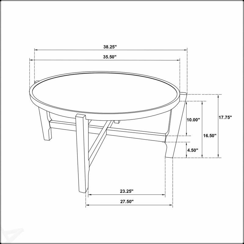 Table basse ronde en bois massif avec une finition brun foncé et des pieds qui se croisent, parfaite pour les espaces de vie élégants et fonctionnels.