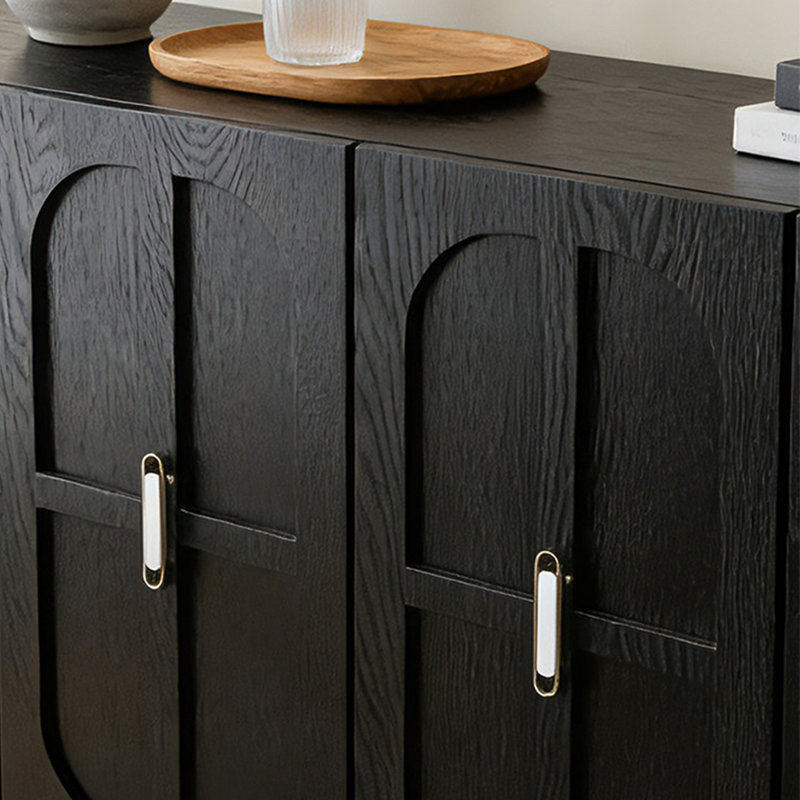 Armoire d'entrée Mid-Century, Noir, H 35,4 po x l 47,2 po x P 15,7 po