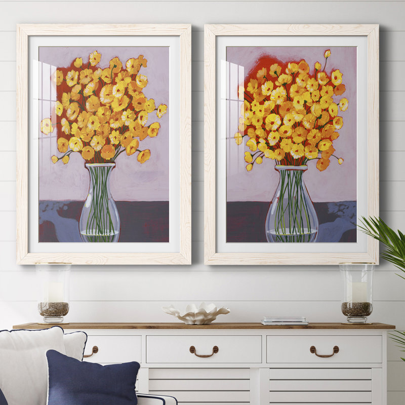 Daisy Bouquet I Premium encadré mat - prêt à être accroché, H 43,5 po x l 31,5 po x P 1 po, Cadre blanc