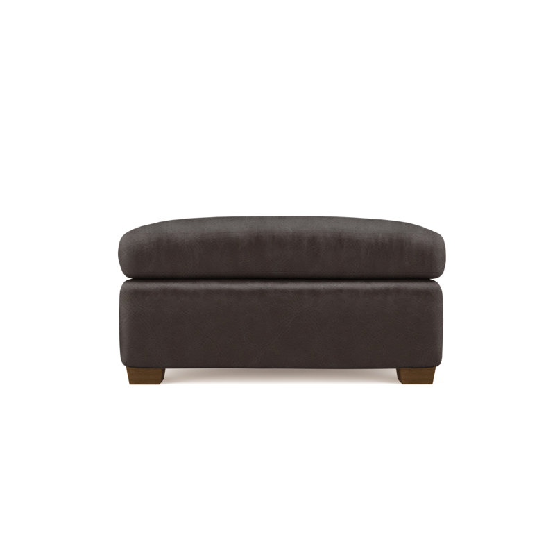 Rivington Ottoman, Plush Velvet Oyster, Weathered
