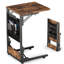 Table en C, support pour ordinateur portable brun rustique, plateau de télévision, table d'appoint avec rangement, conception compacte et peu encombrante
