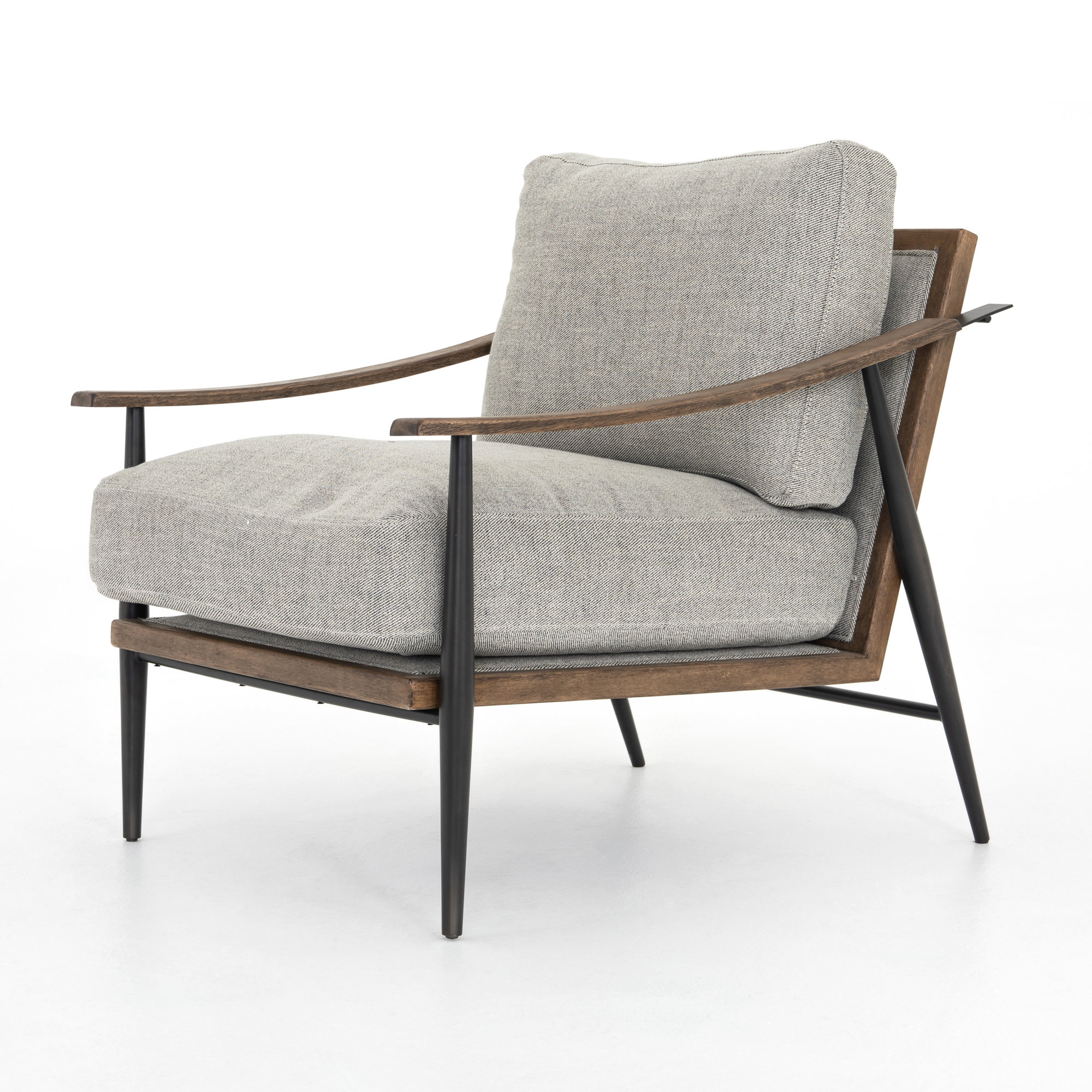 Paralimni Club Armchair, Gabardine Gray Polyester Blend