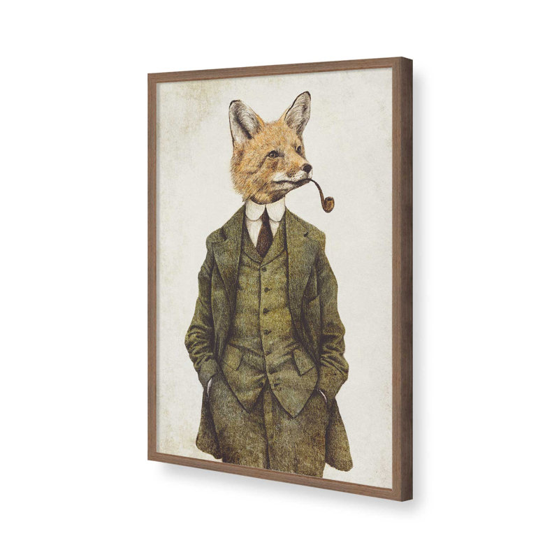 «The Fox» par Mike Koubou, reproduction d'art sur toile, Brun, H 16 po x l 12 po