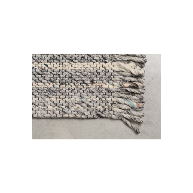 Frills Wool Striped Area Rug in Blue/Gray