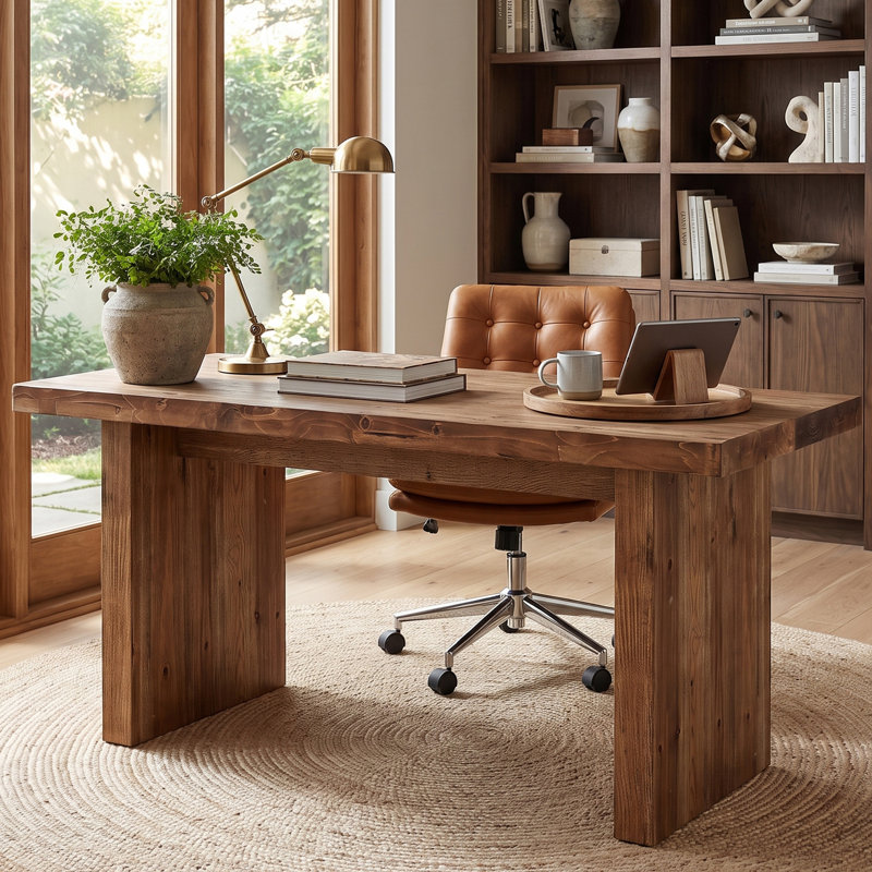 63" W Rectangle Solid Wood Computer Desk