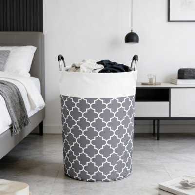 Panier à linge pliable de grande capacité avec poignées en aluminium, bac de rangement cylindrique pour la maison, le bureau, le dortoir - organisateur de tissu multi-usage 115L