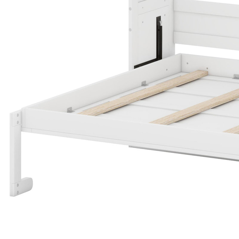 Lit escamotable avec rangement, Double, Blanc